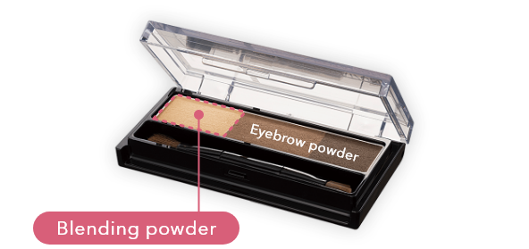 Blending powder for creating a natural eyebrow color, by adding one last application